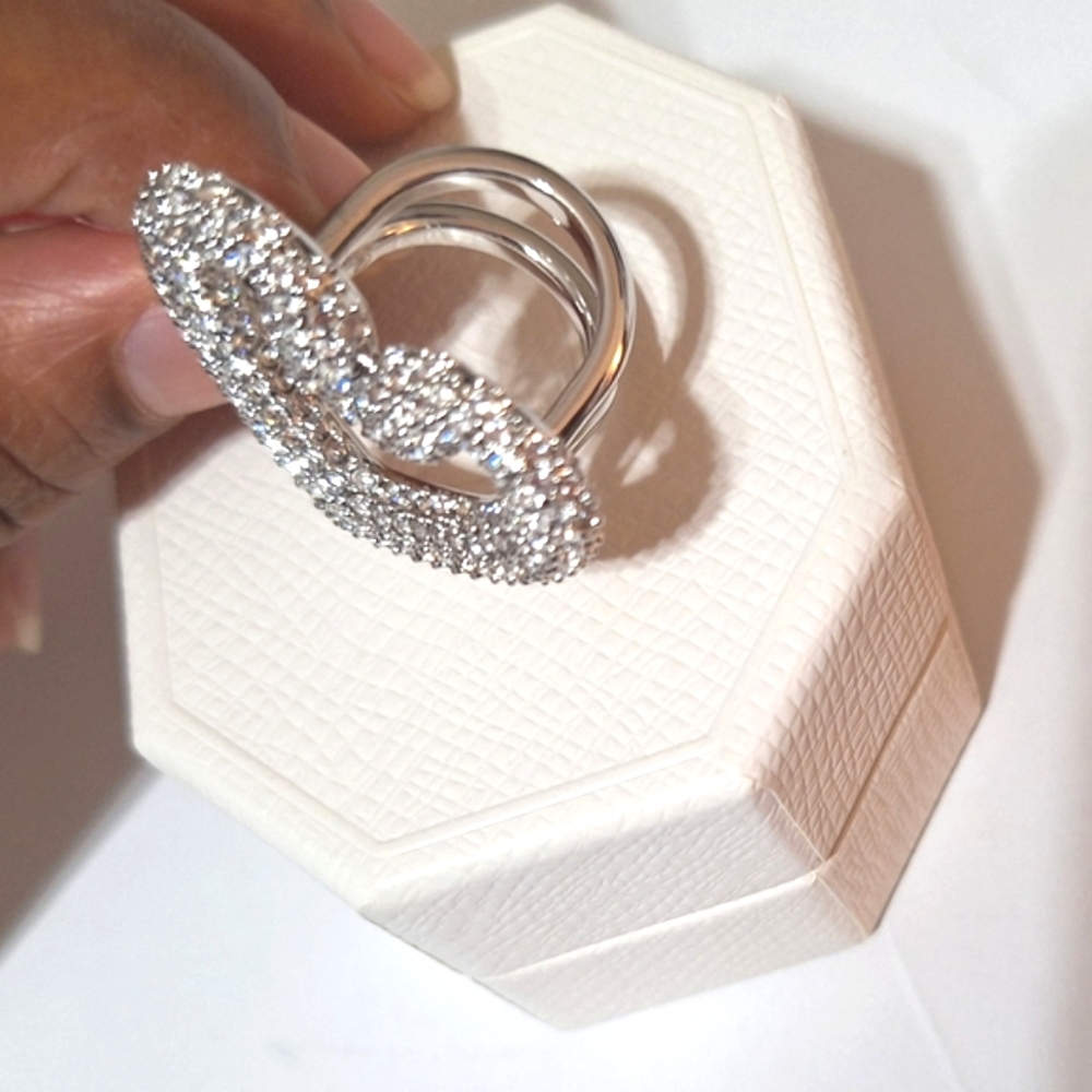 Nib Authentic Swarovski "Una" Two Swan Heart Love… - image 4